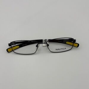 Nautica Men's Glasses with Black Frame and Yellow Accents